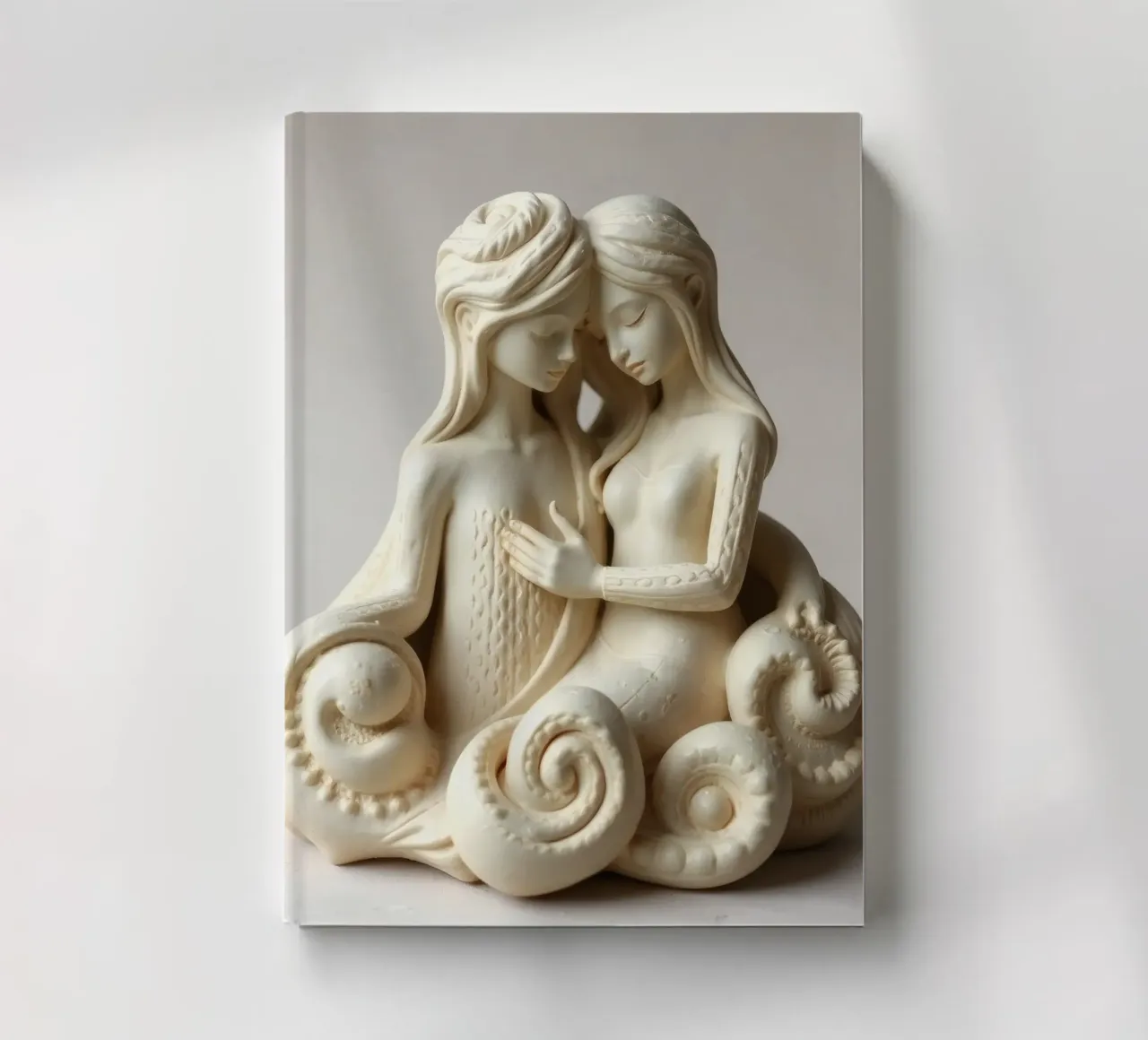 Intricate sculpture depicting two intertwined figures notebook by DesignDoodle