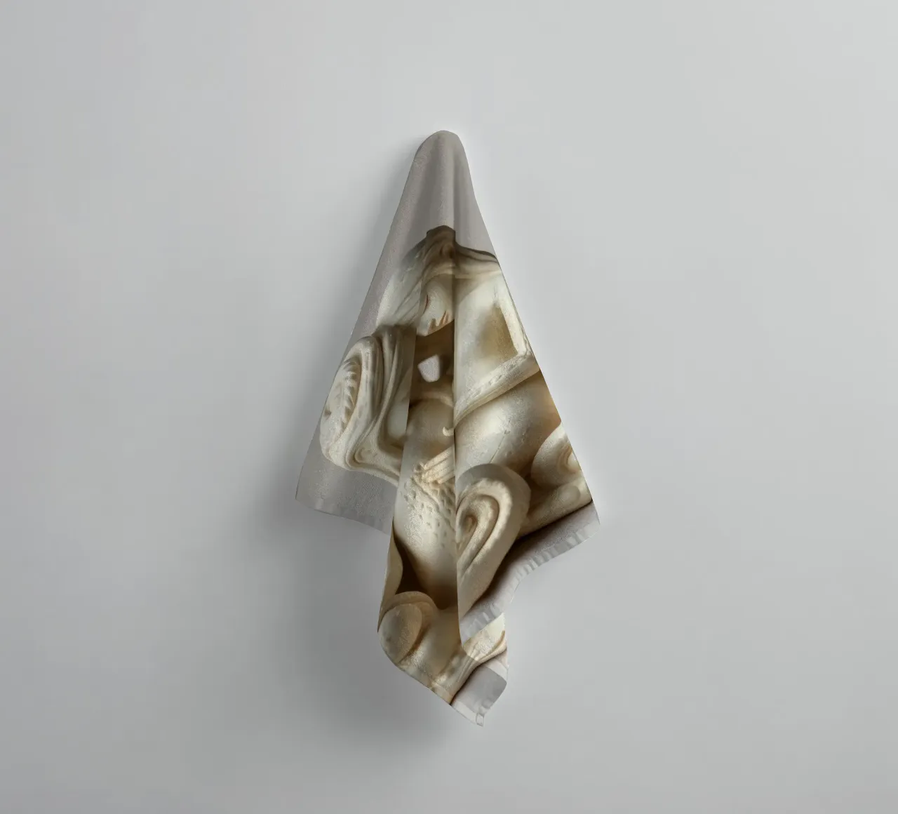 Intricate sculpture depicting two intertwined figures towel by DesignDoodle