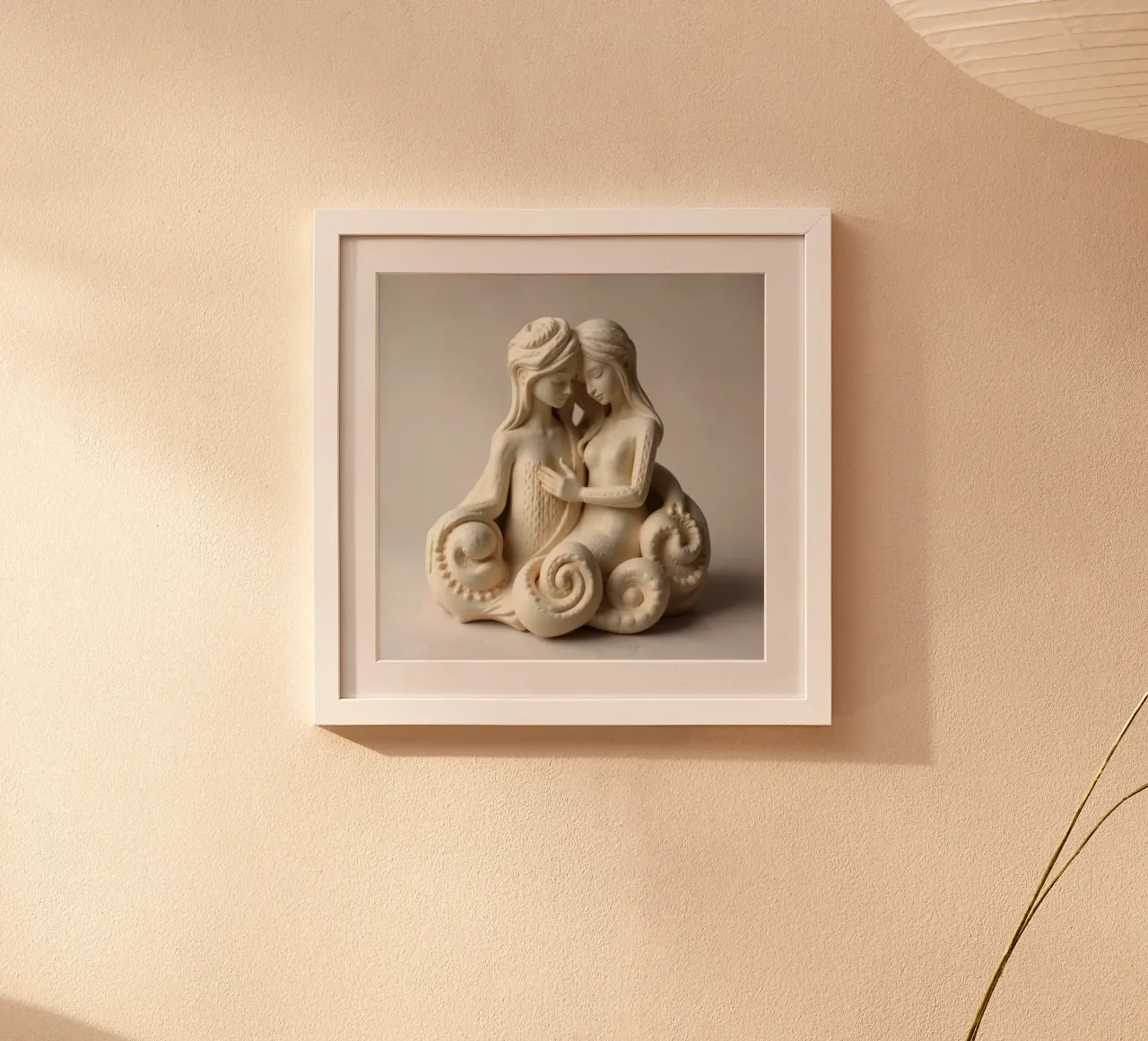 Intricata scultura raffigurante due figure intrecciate poster da DesignDoodle