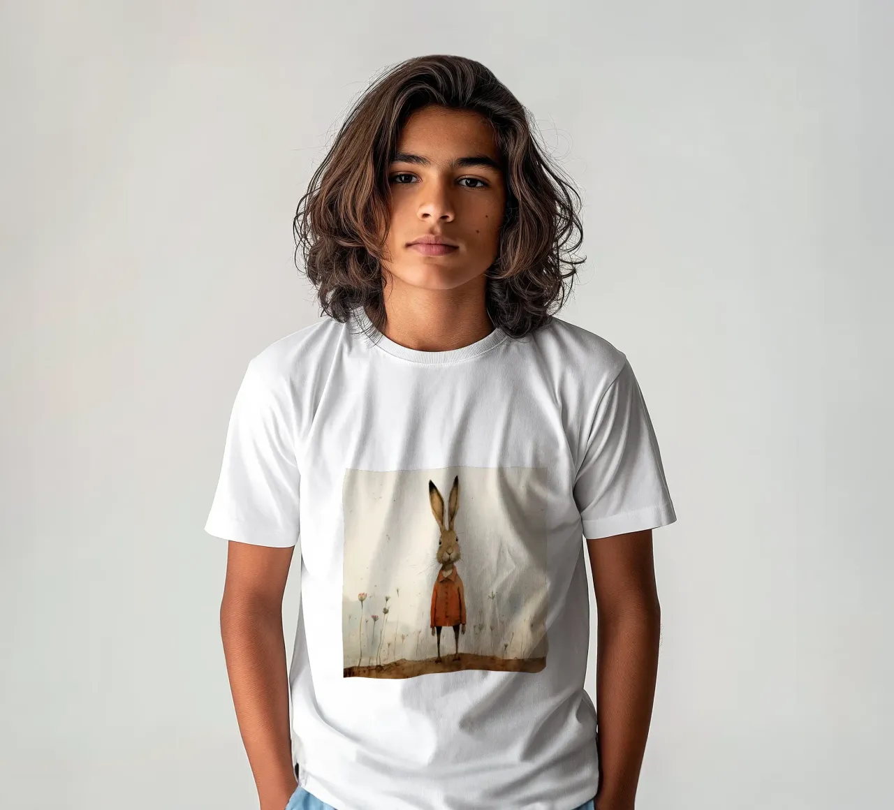 Minimum Hare t-shirt bambini da Minimal Animal Art