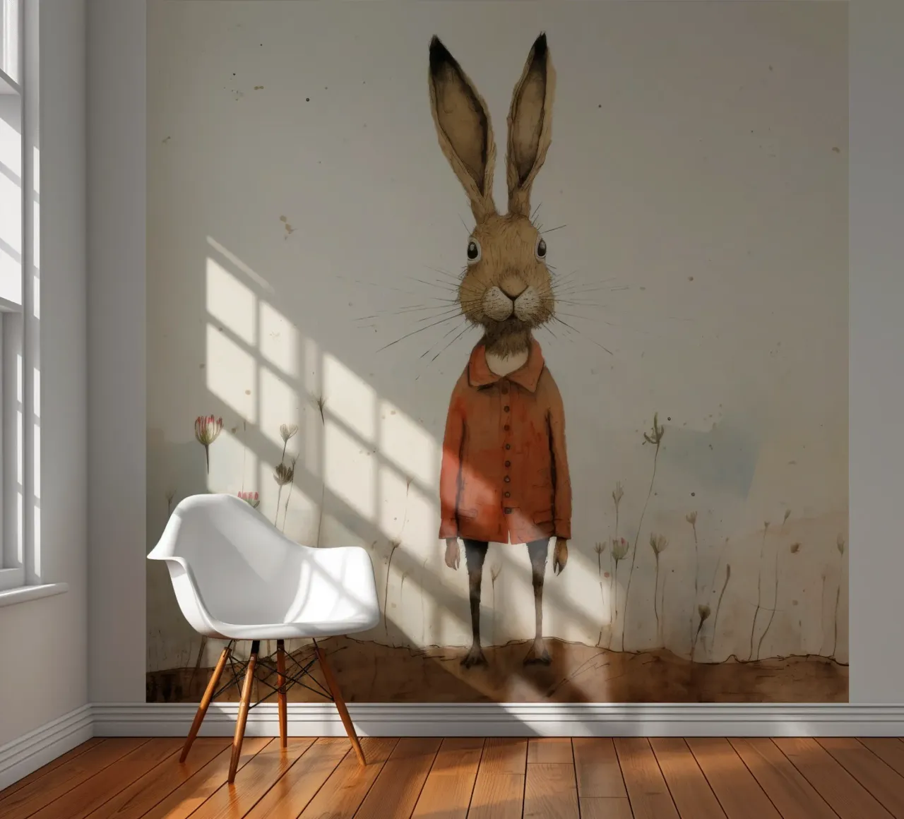 Minimum Hare fotobehang van Minimal Animal Art