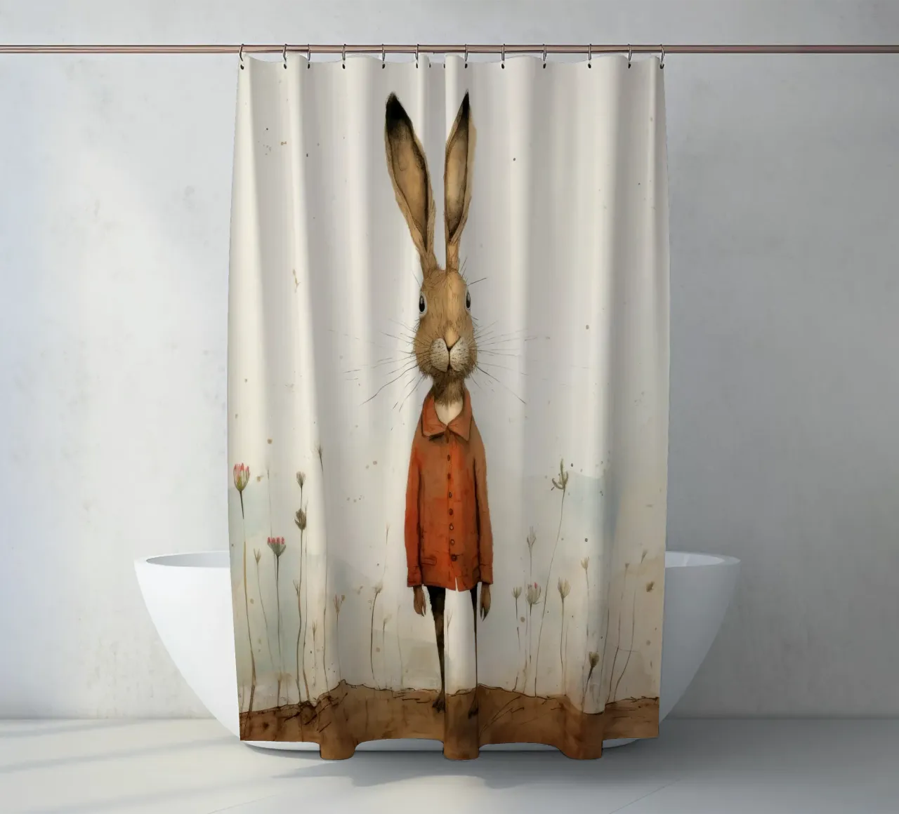 Minimal Hare Duschvorhang von Minimal Animal Art
