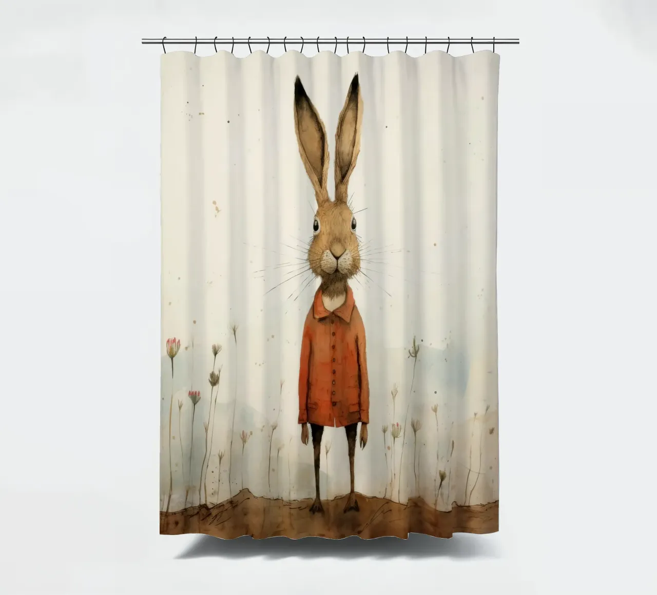 Minimal Hare Duschvorhang von Minimal Animal Art