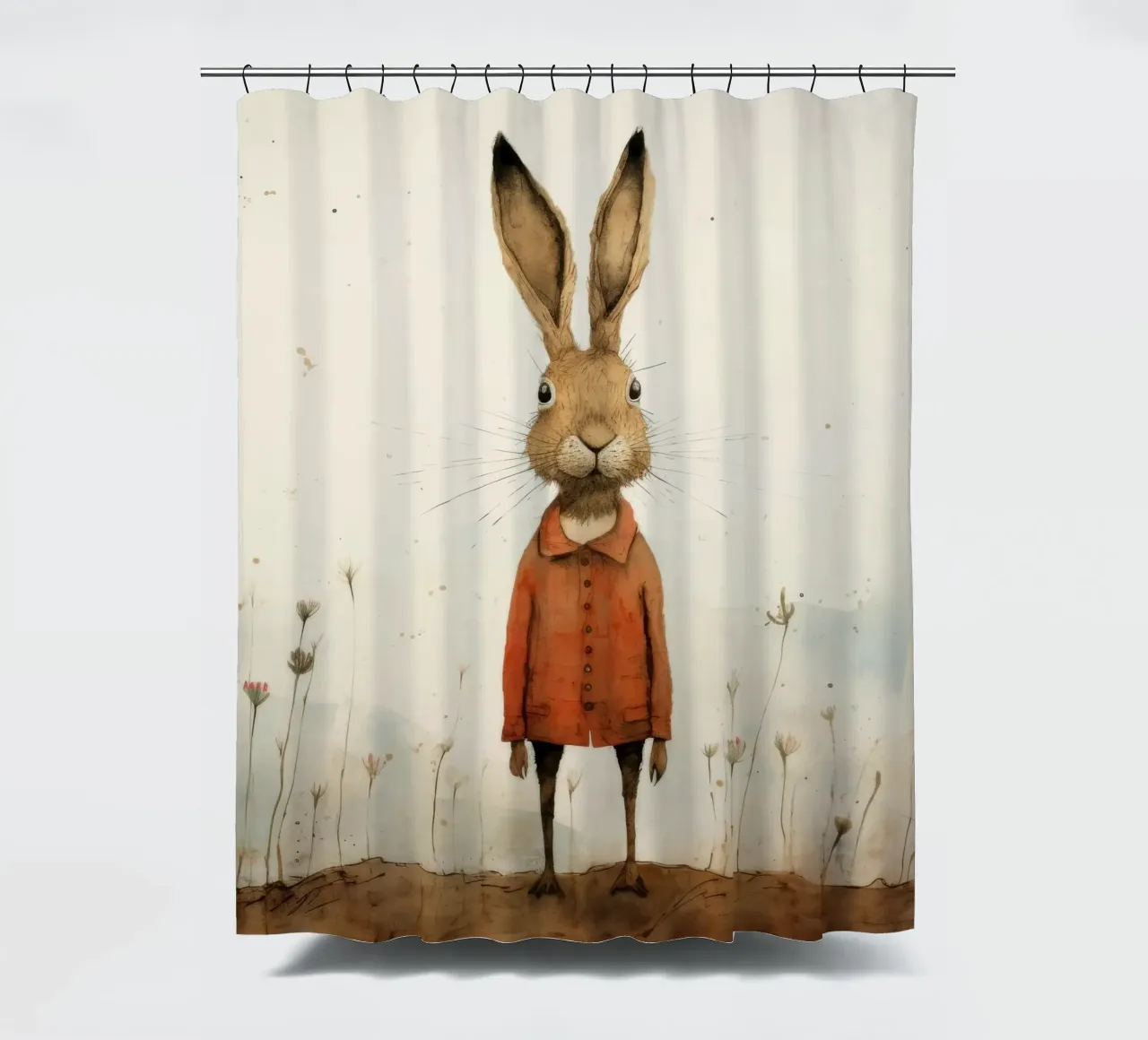 Minimal Hare Duschvorhang von Minimal Animal Art