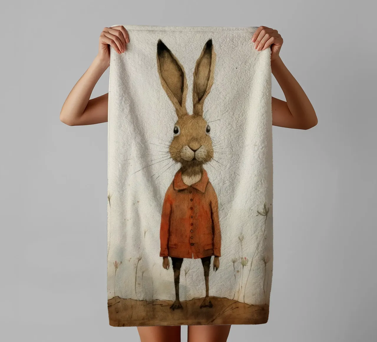 Minimum Hare towel by Minimal Animal Art