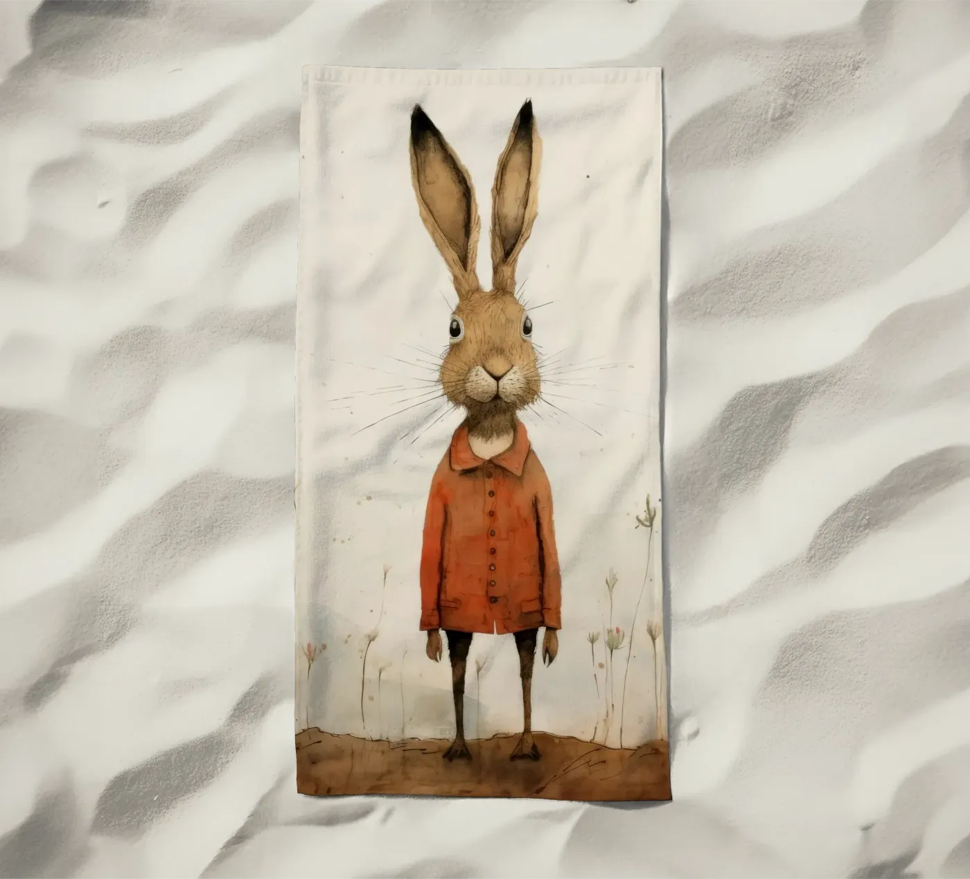 Minimal Hare Strandtuch von Minimal Animal Art