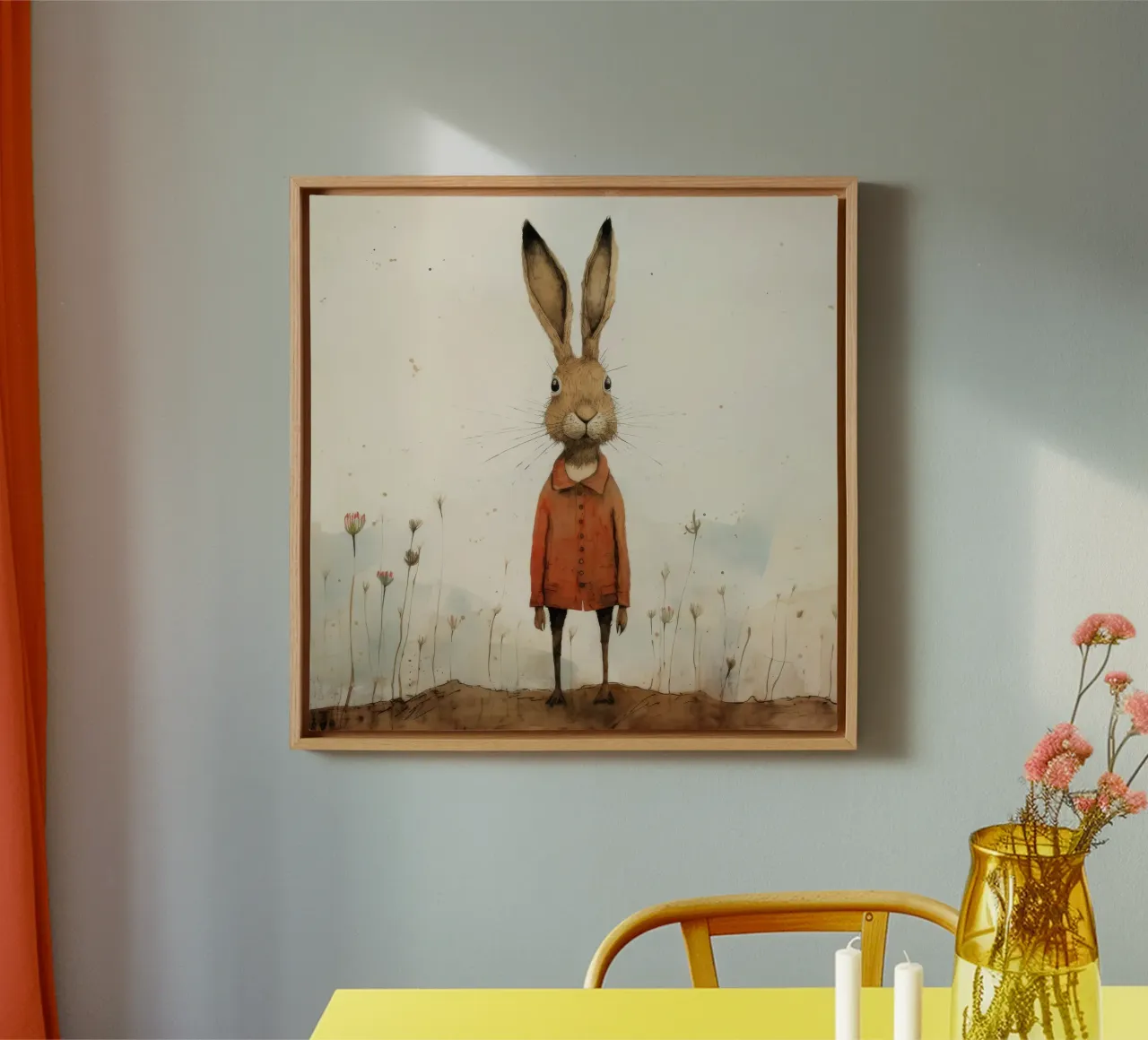 Minimum Hare canvas by Minimal Animal Art