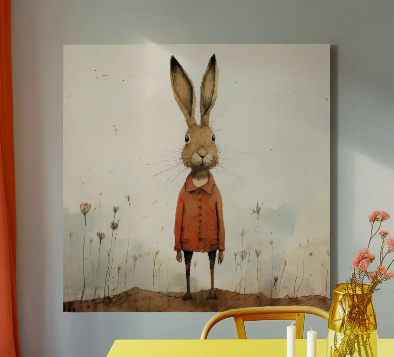 Minimum Hare canvas by Minimal Animal Art
