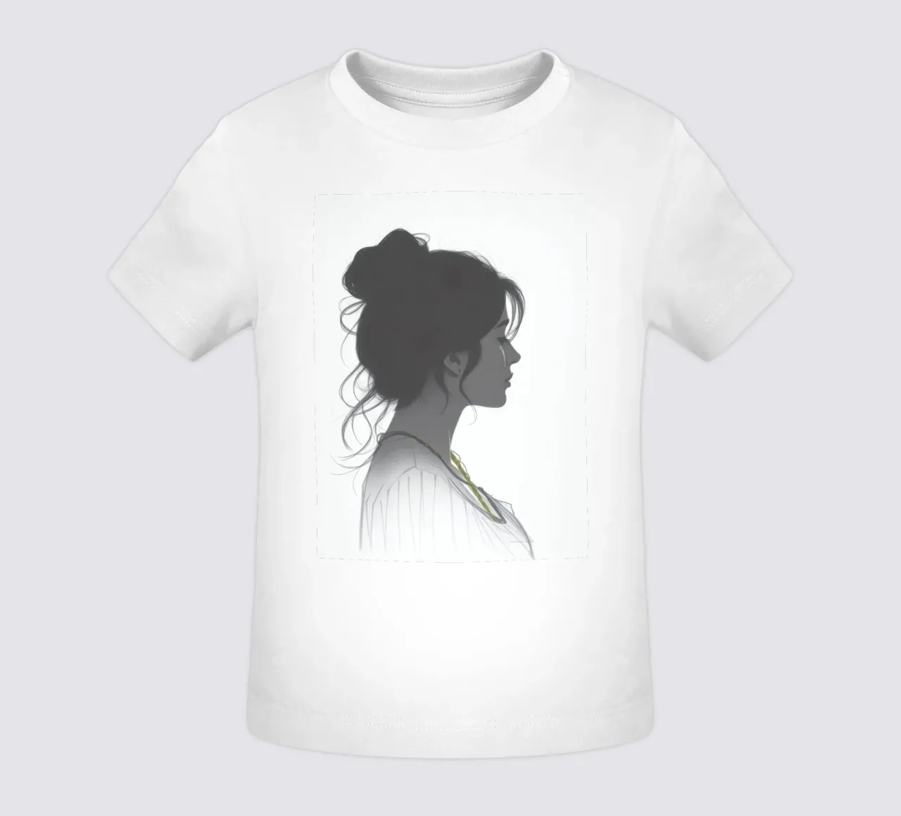 Silhouette di donna con acconciatura complessa e collana maglietta neonato da DesignDoodle