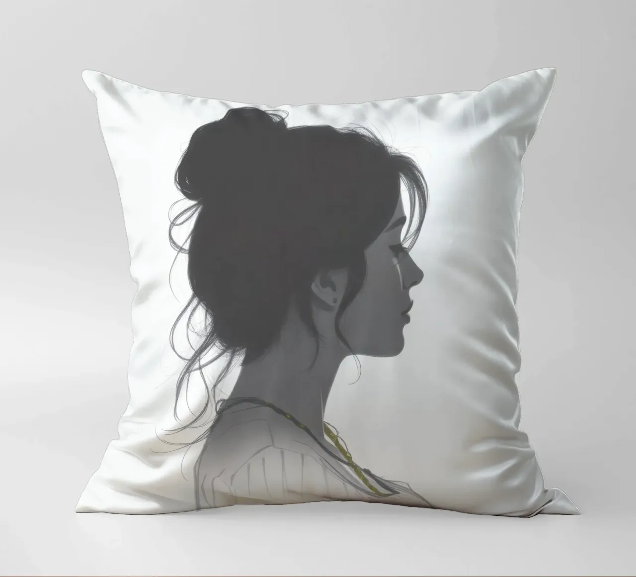 Silhouette di donna con acconciatura complessa e collana cuscino da DesignDoodle