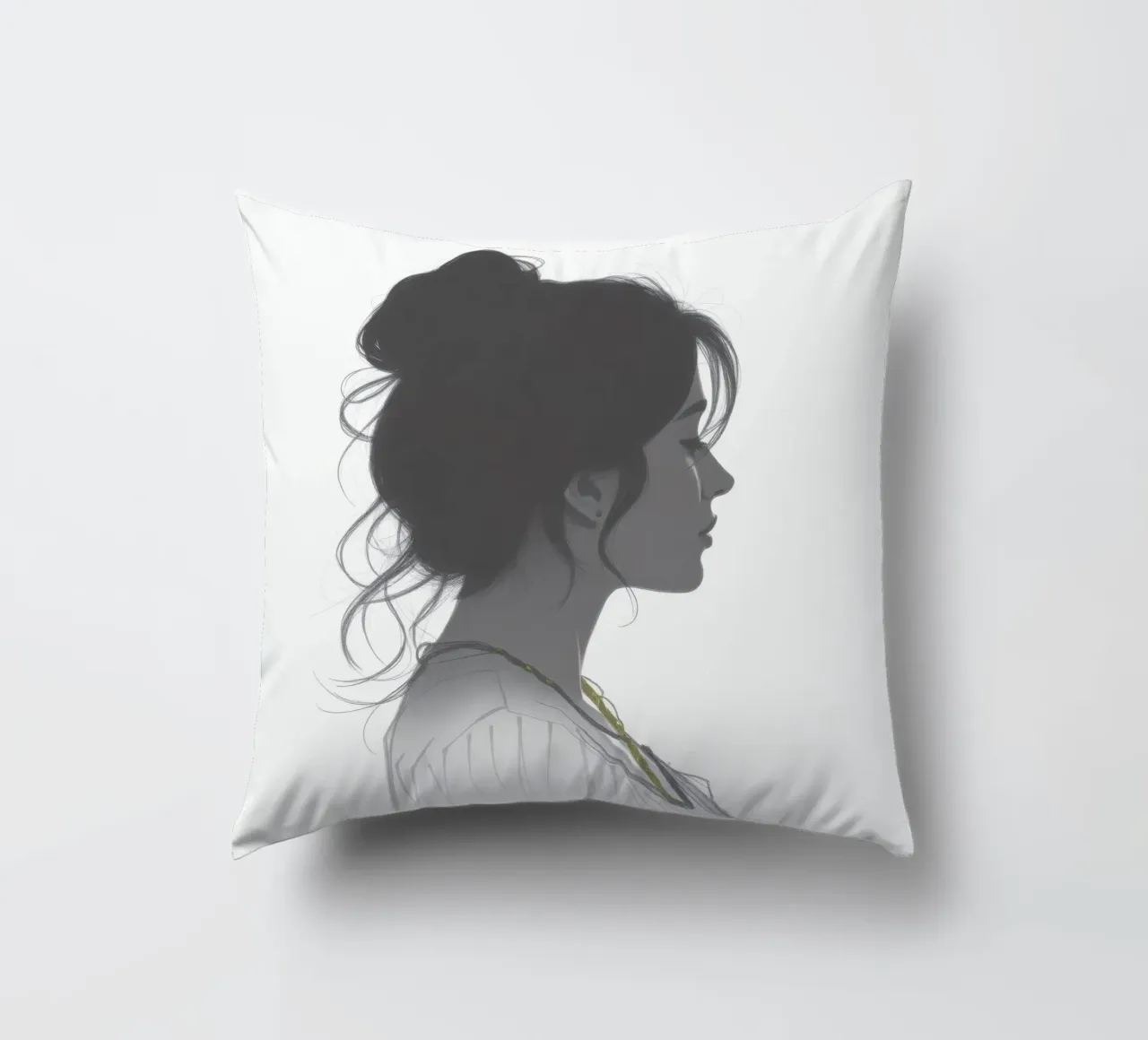 Silhouette di donna con acconciatura complessa e collana cuscino da DesignDoodle
