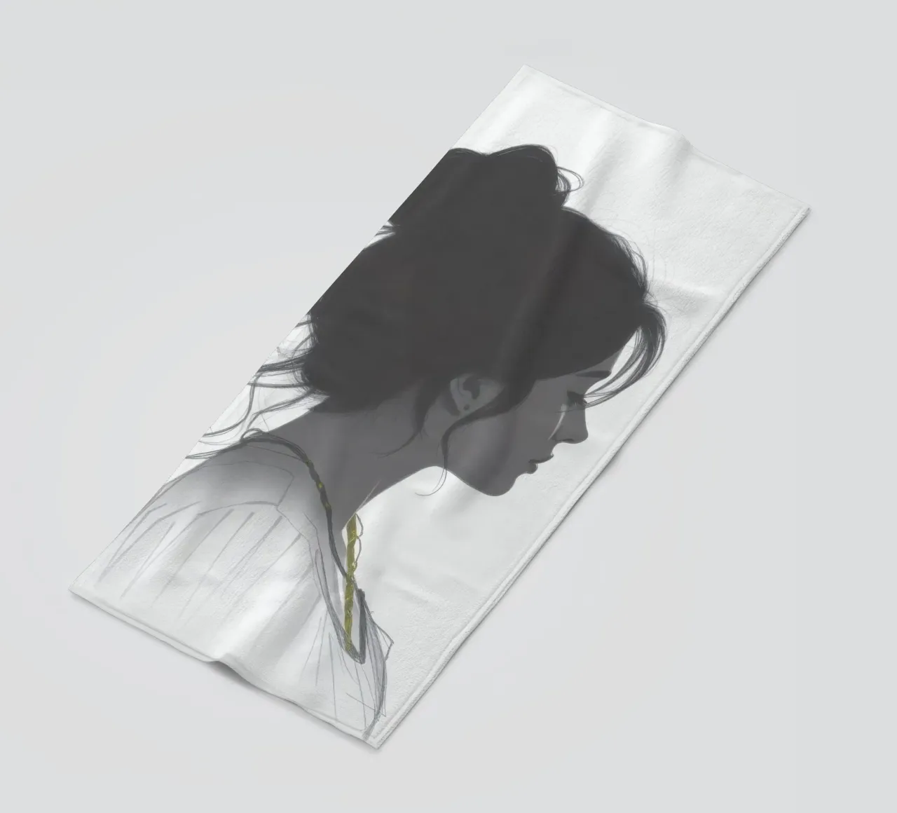 Silhouette di donna con acconciatura complessa e collana telo mare da DesignDoodle