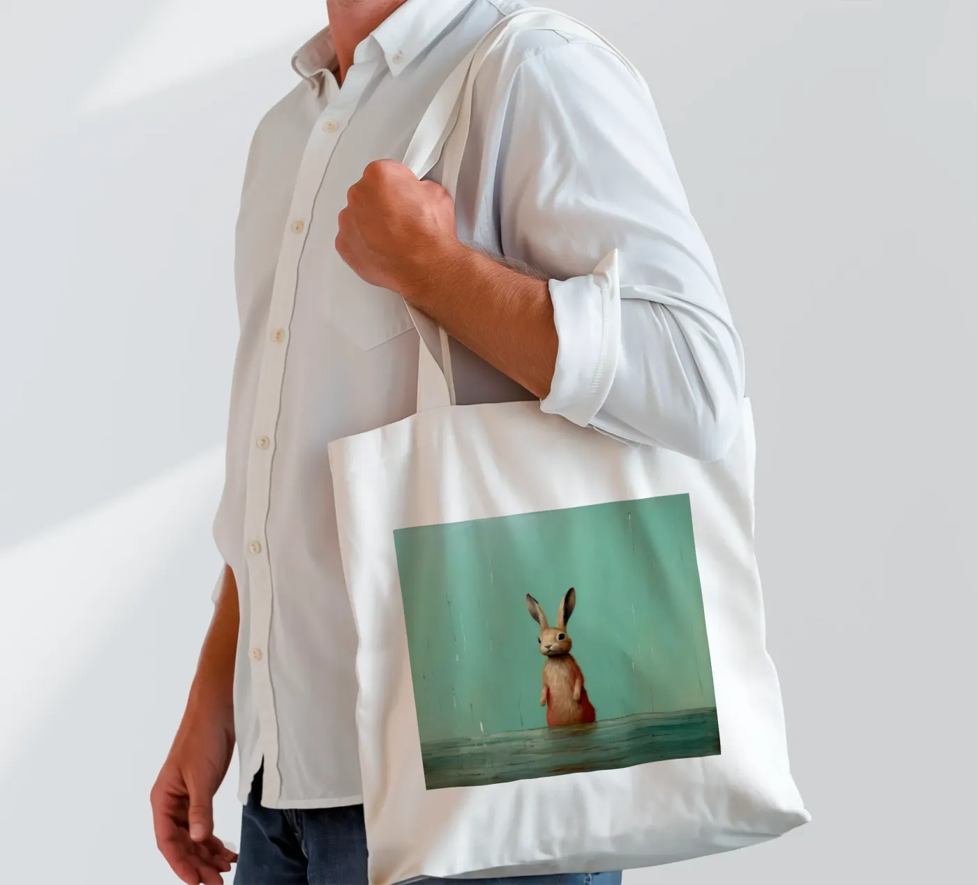 Minimum Hare Jutebeutel von Minimal Animal Art