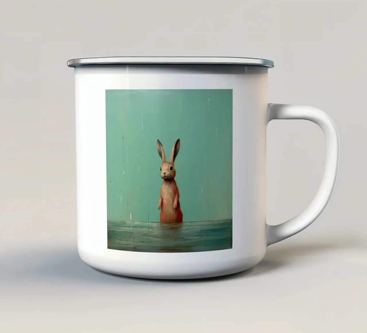 Lepre minima 4 tazza in smalto da Minimal Animal Art