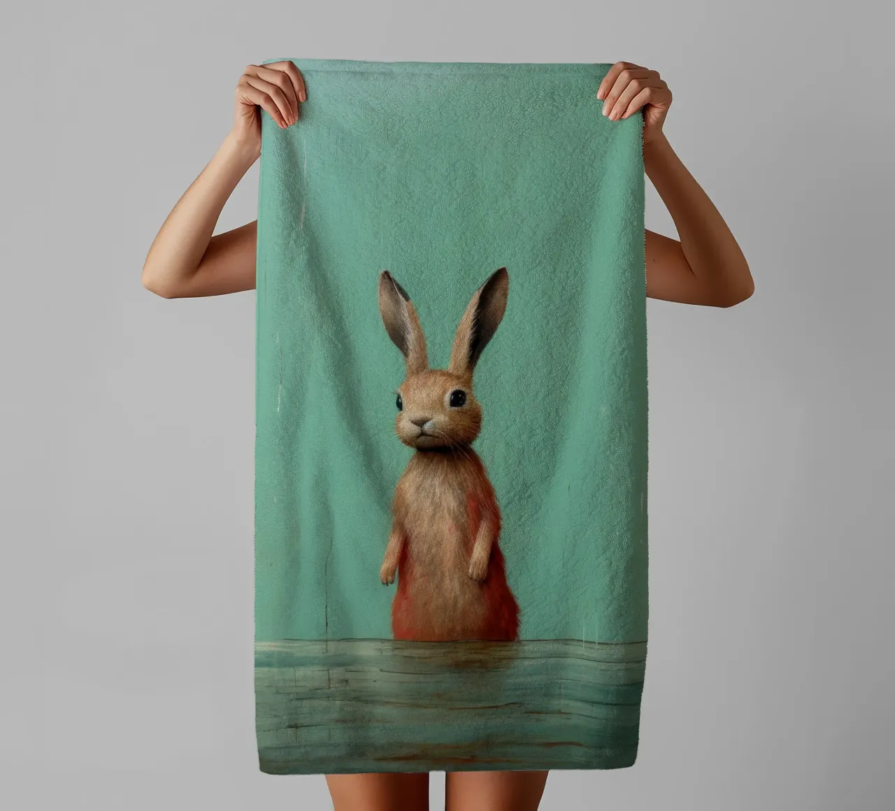 Minimal Hare 4 towel by Minimal Animal Art