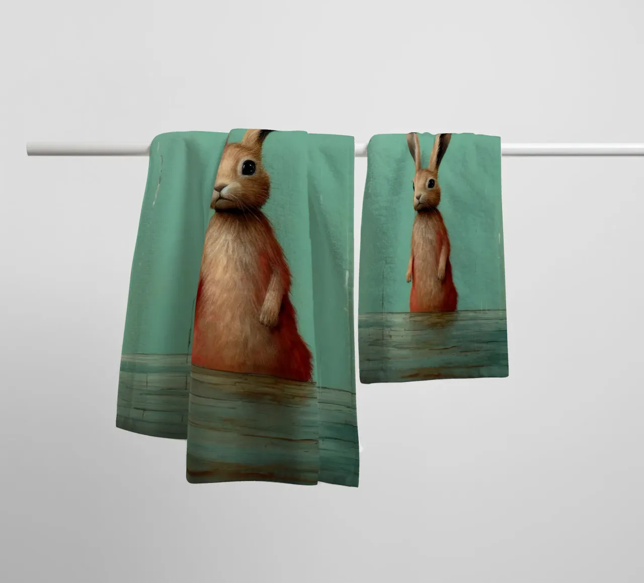 Minimum Hare towel by Minimal Animal Art