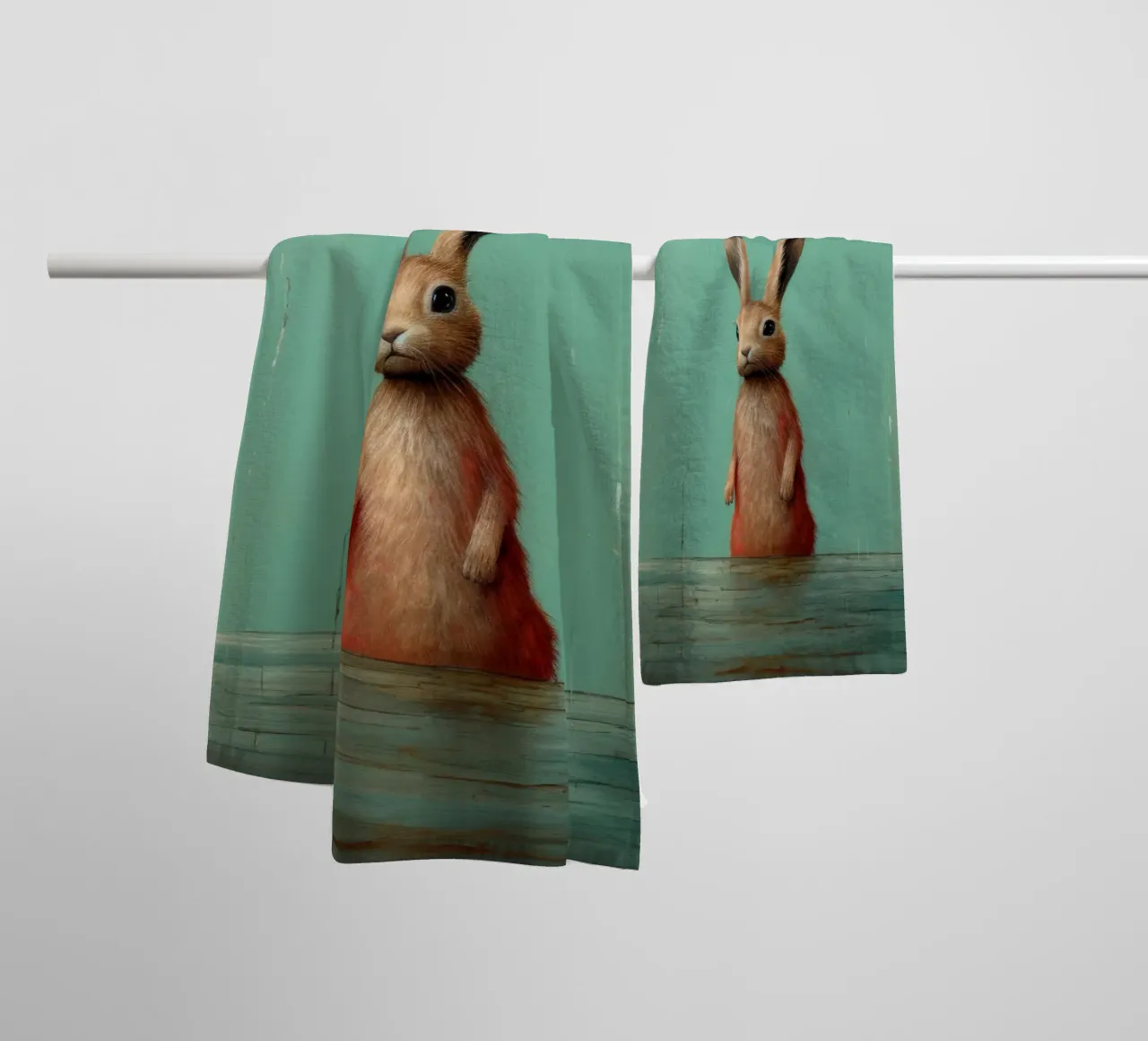 Minimal Hare 4 towel by Minimal Animal Art