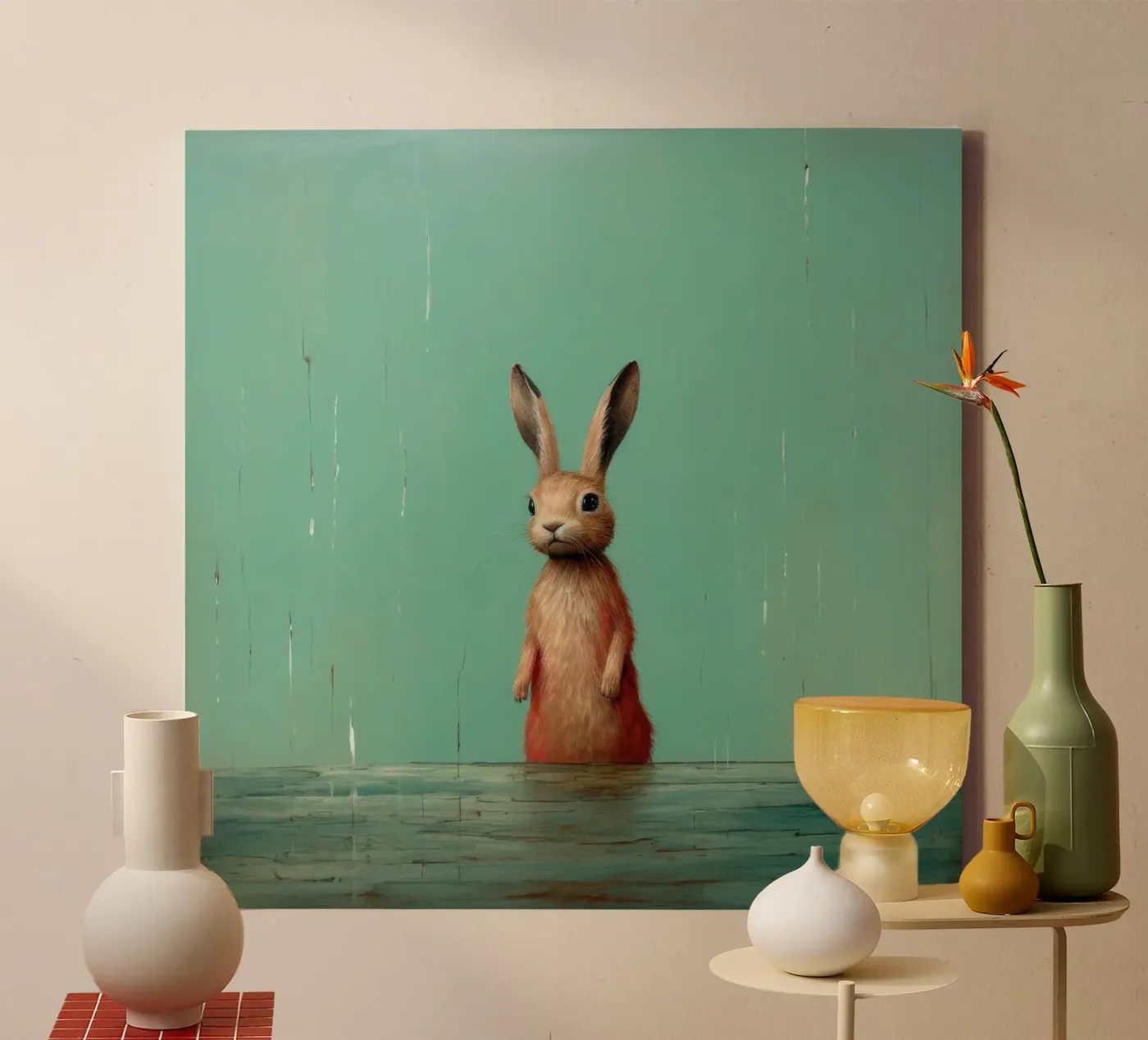 Minimum Hare toile de Minimal Animal Art