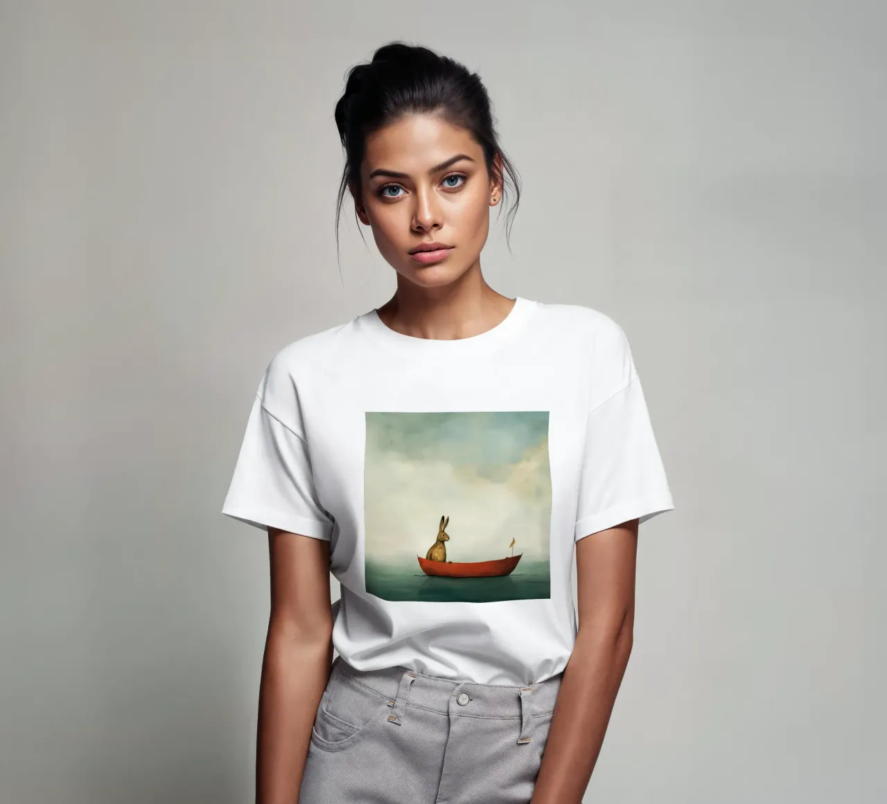 Lepre minima 1 t-shirt da Minimal Animal Art