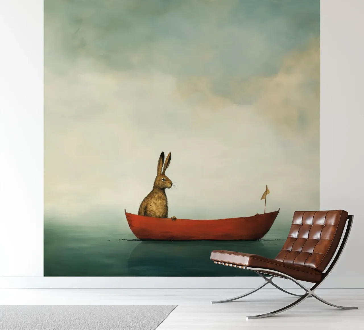 Minimaal Hare fotobehang van Minimal Animal Art