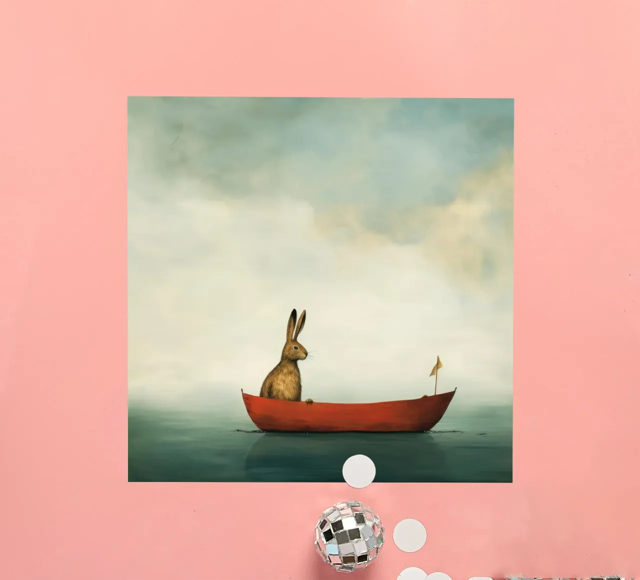 Minimaal Hare sticker van Minimal Animal Art