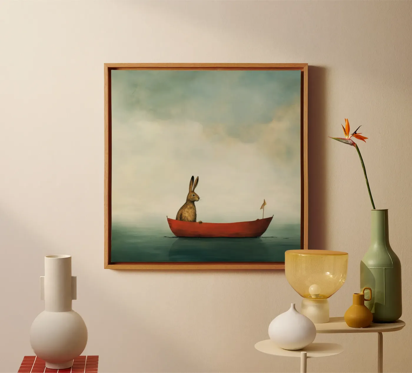 Minimum Hare Leinwand von Minimal Animal Art