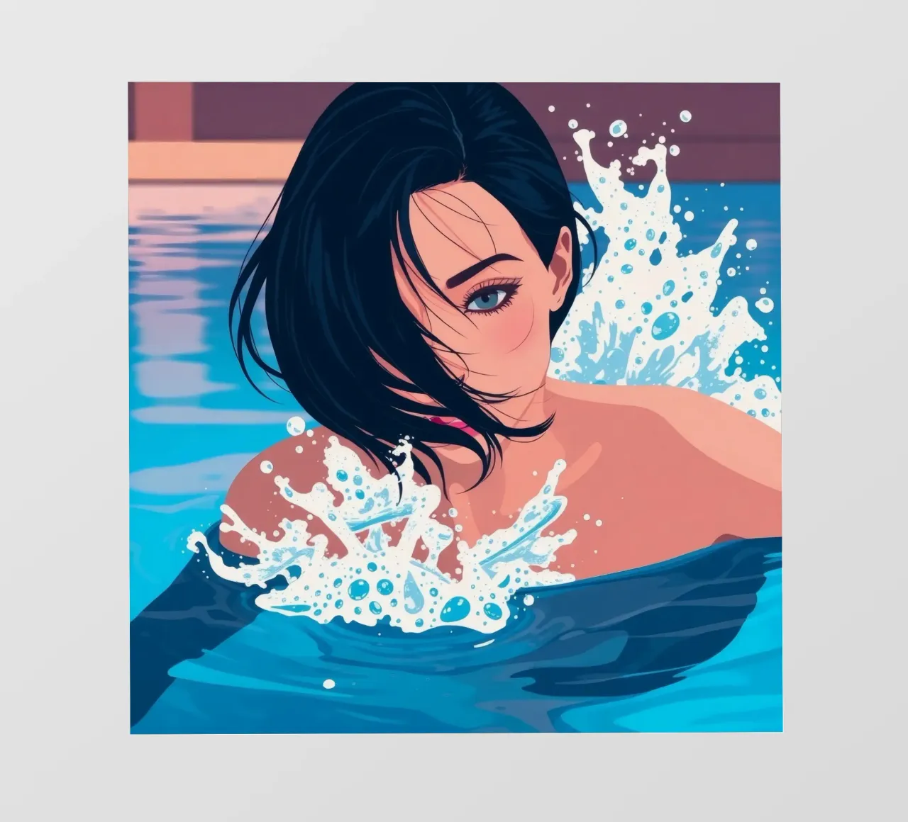 Donna che nuota in piscina e si gode un momento di relax pellicola backlit da DesignDoodle