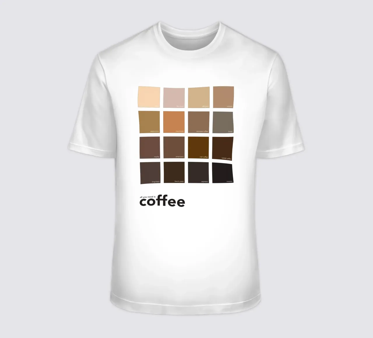 All You Need is Coffee - Tipi di caffè Colori Arte t-shirt da Chagatai Art
