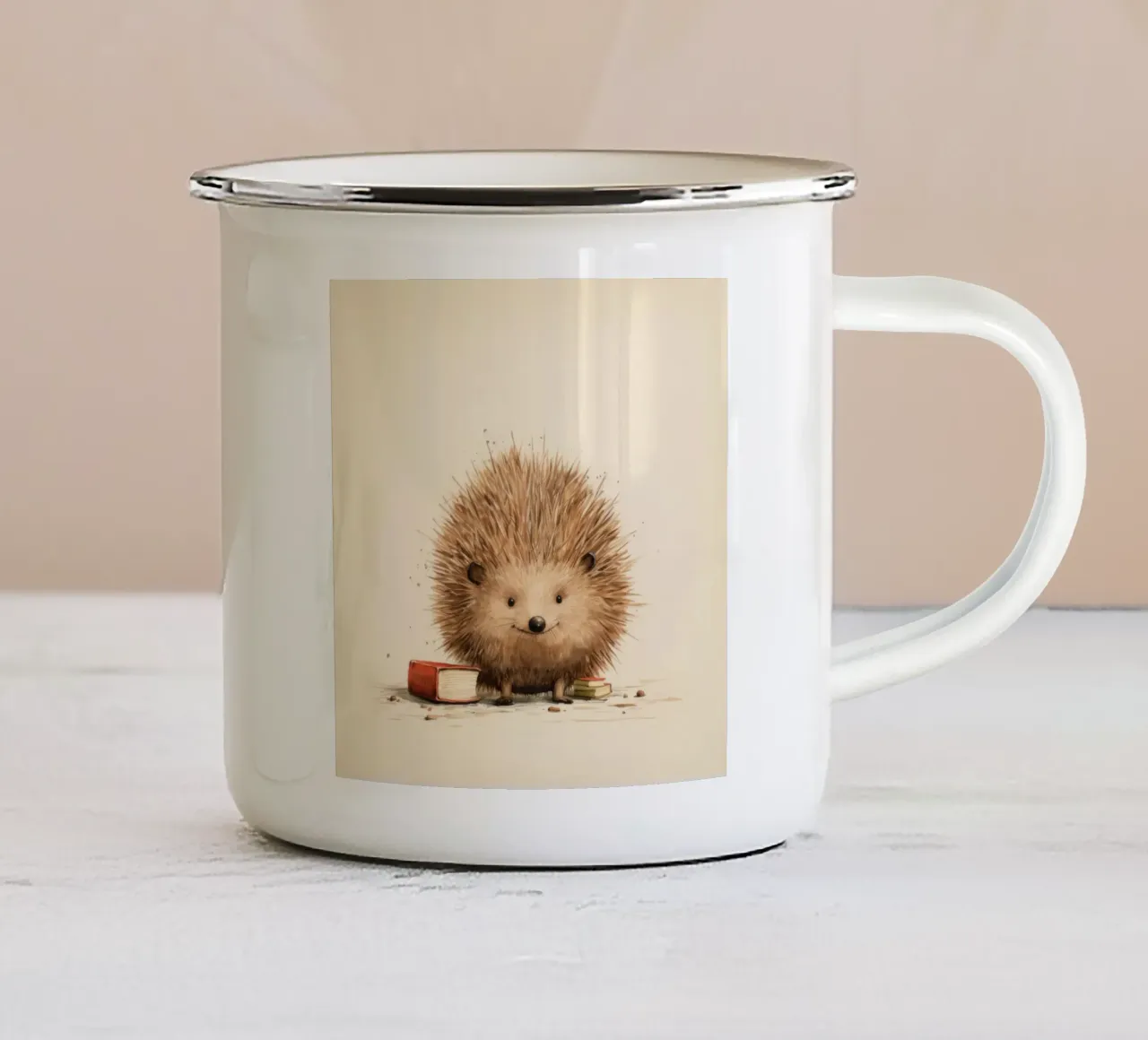 Riccio minimo 2 tazza in smalto da Minimal Animal Art