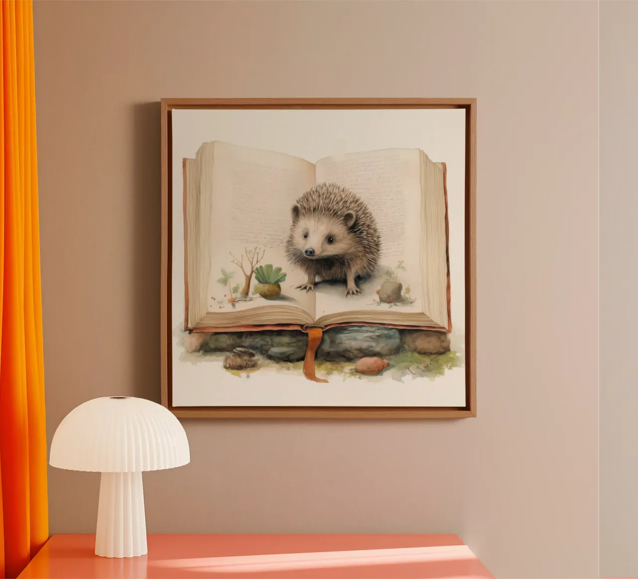 Minimal-Igel 3 Leinwand mit Schattenfugenrahmen von Minimal Animal Art