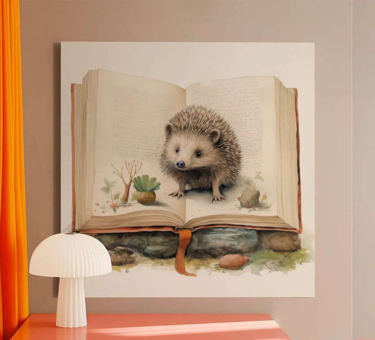 Minimal-Igel 3 Leinwand mit Schattenfugenrahmen von Minimal Animal Art