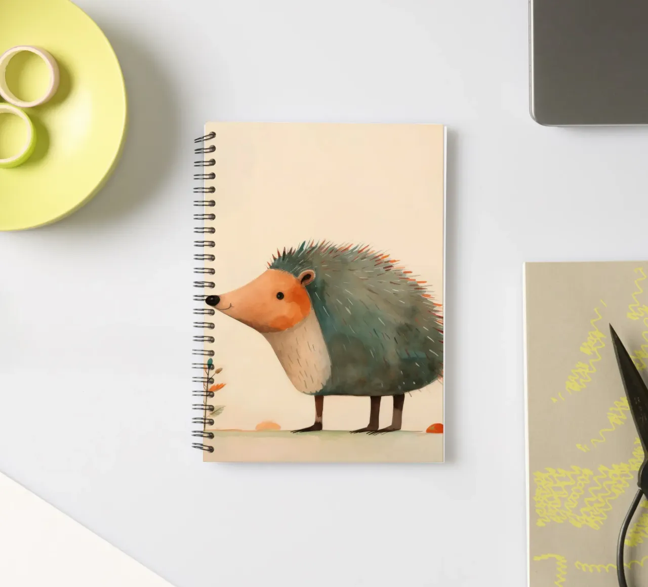 Minimal Hedgehog 4 spiral notebook by Minimal Animal Art