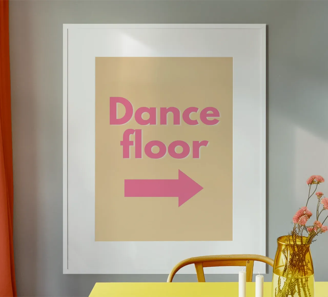 Dansvloer pijl naar rechts poster met kunststof frame van Proper job studio