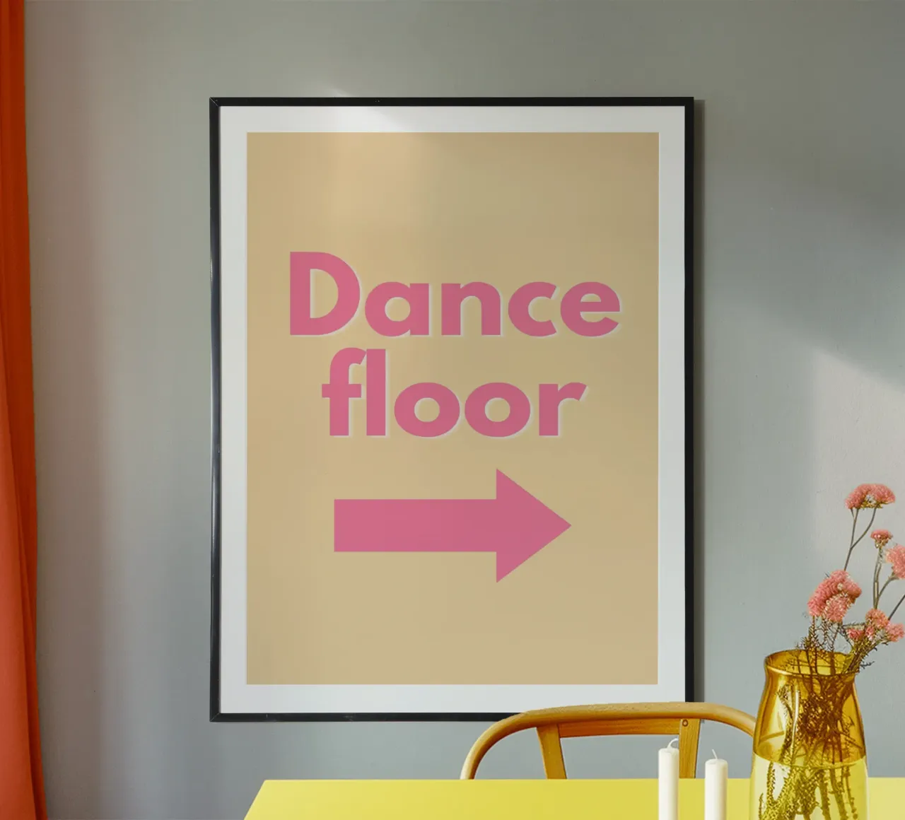 Dansvloer pijl naar rechts poster met kunststof frame van Proper job studio