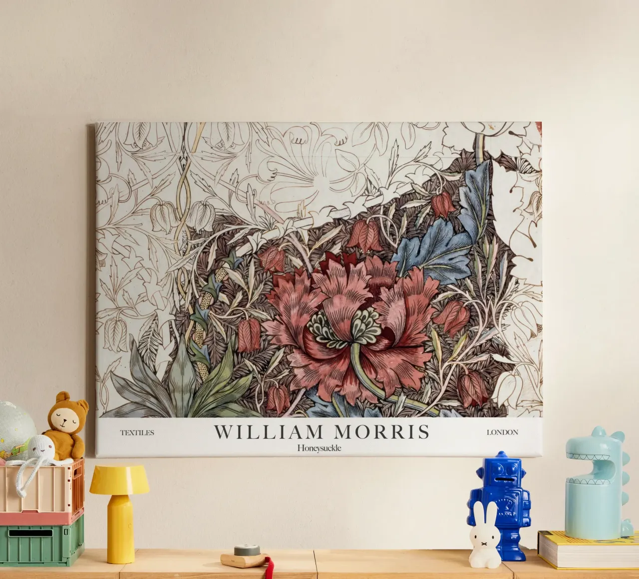 William Morris, Caprifoglio tela con Cornice a cassetta da Peaches Art Prints