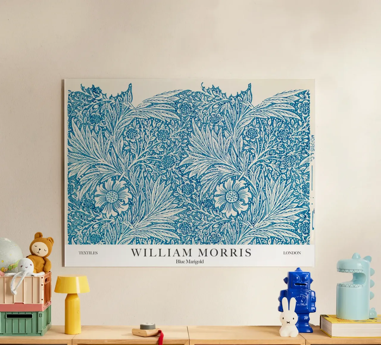William Morris, Calendula blu plexiglass da Peaches Art Prints