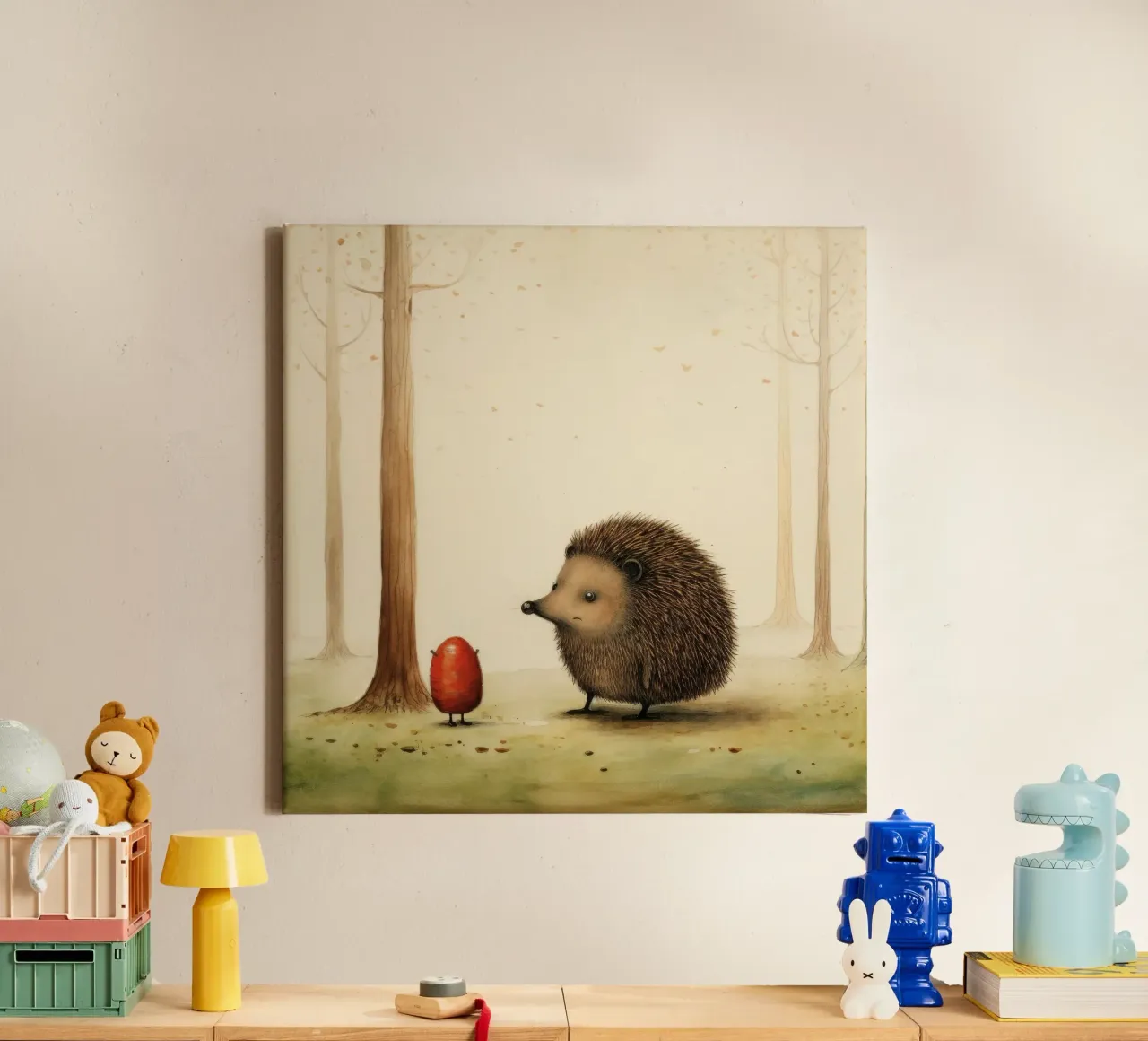 Minimal Hedgehog 1 canvas by Minimal Animal Art