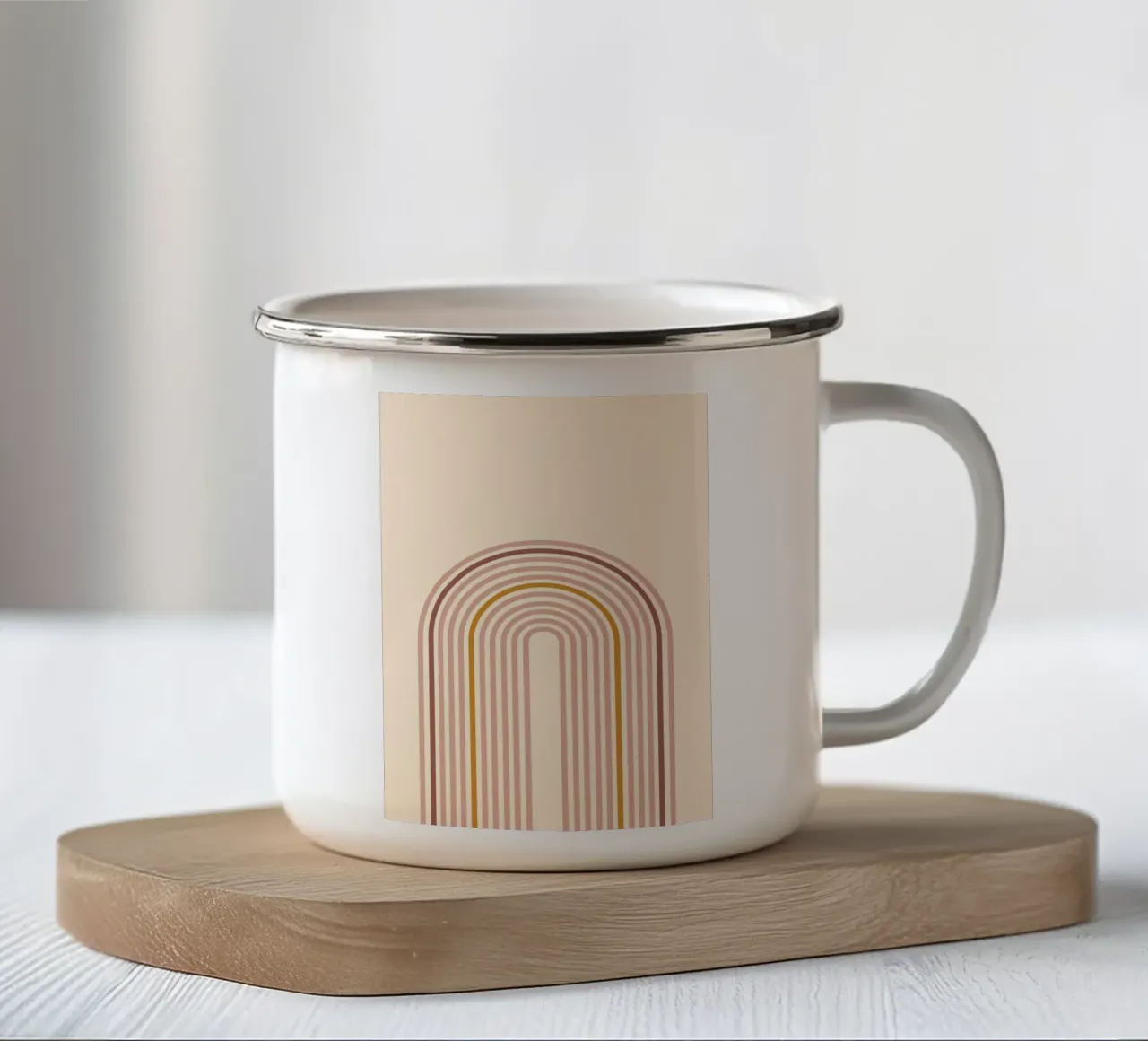 Arcobaleno minimalista boho tazza in smalto da Proper job studio