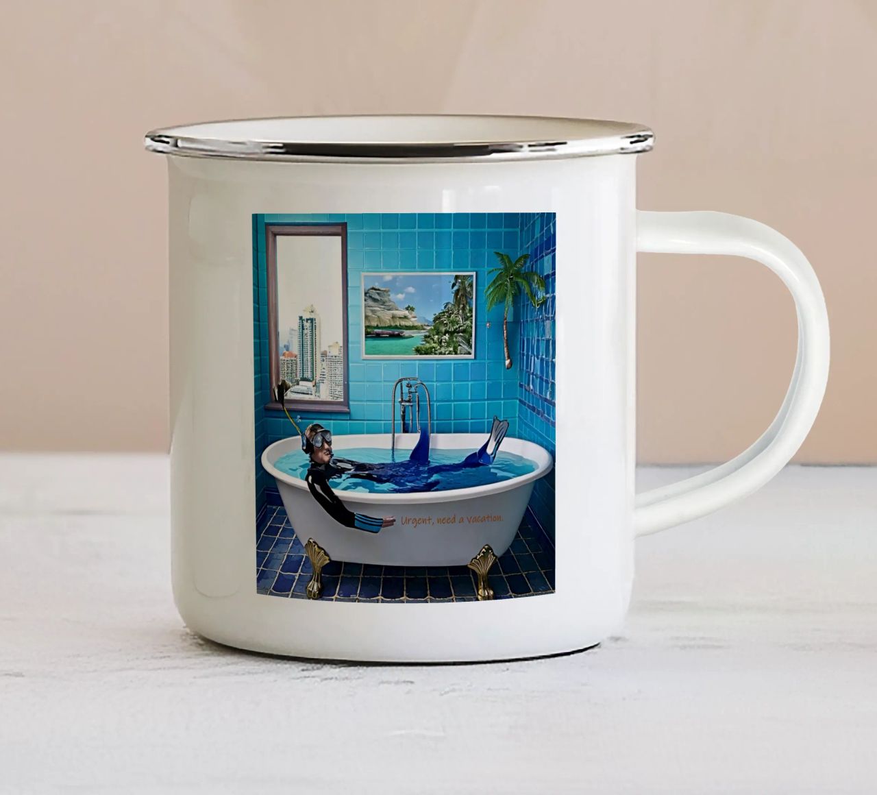 Urgent, need a vacation. tazza in smalto da Thierry vobmann photography