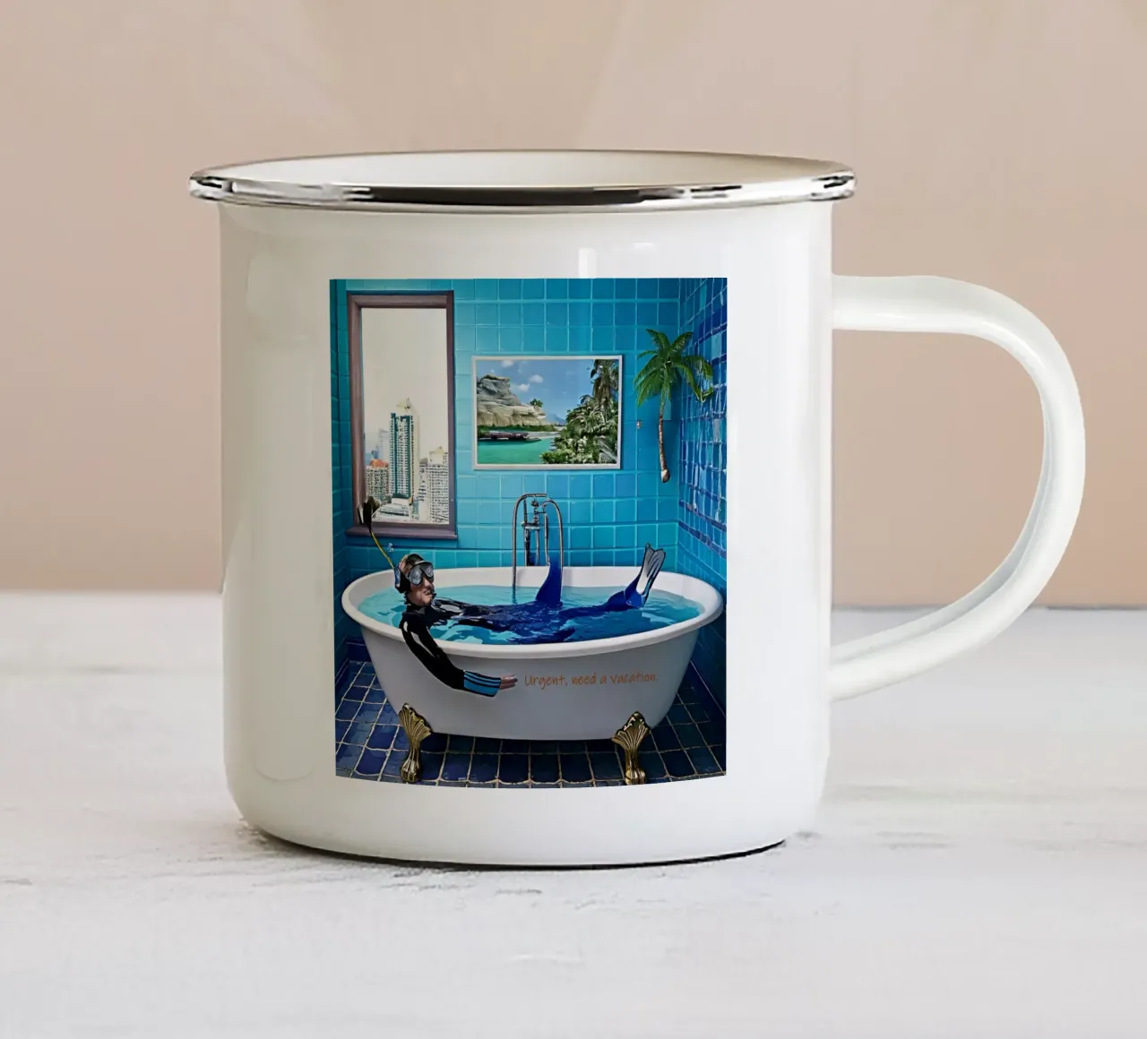 Urgent, need a vacation. tazza in smalto da Thierry vobmann photography