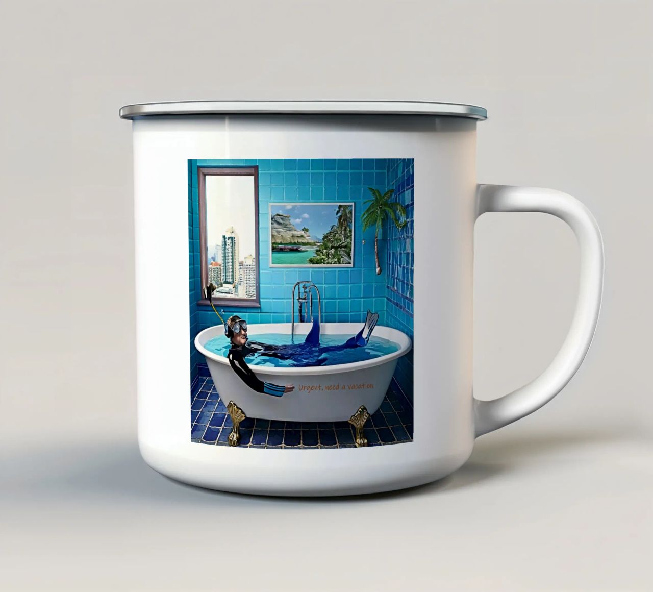 Urgent, need a vacation. tazza in smalto da Thierry vobmann photography