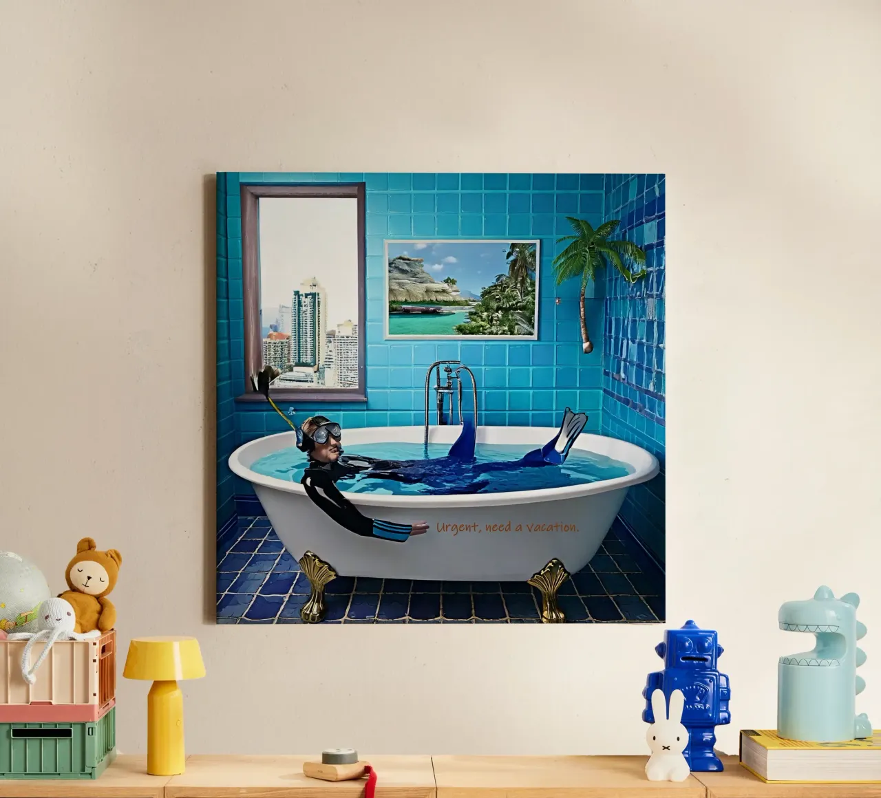 Urgent, need a vacation. canvas met Baklijst van Thierry vobmann photography