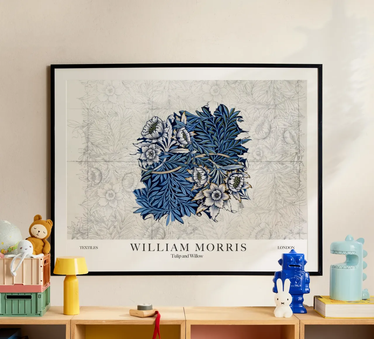 William Morris, Tulip and Willow Drawing poster with aluminum frame by Peaches Art Prints