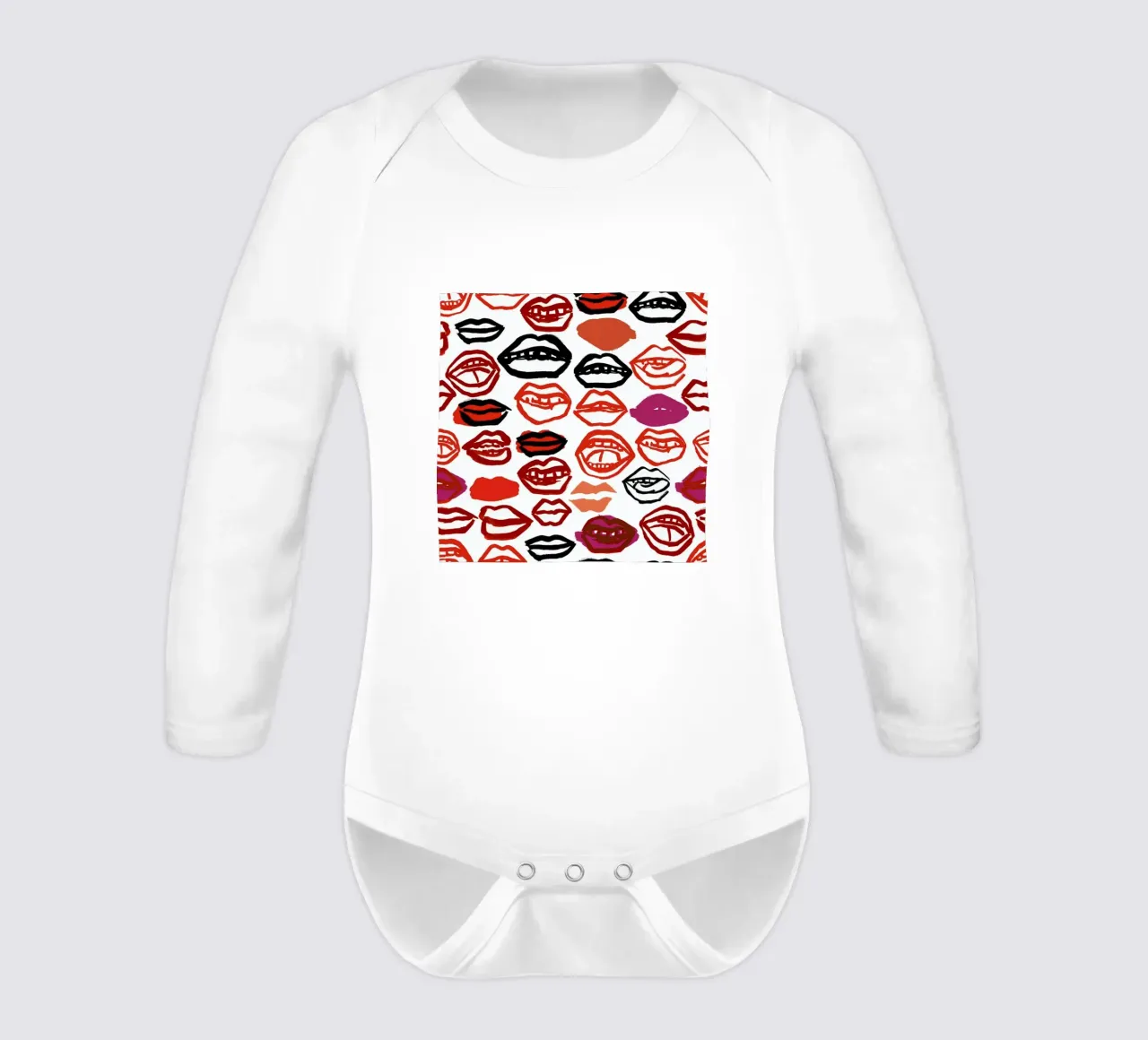 Mouth long-sleeve baby romper by Farina Kuklinski