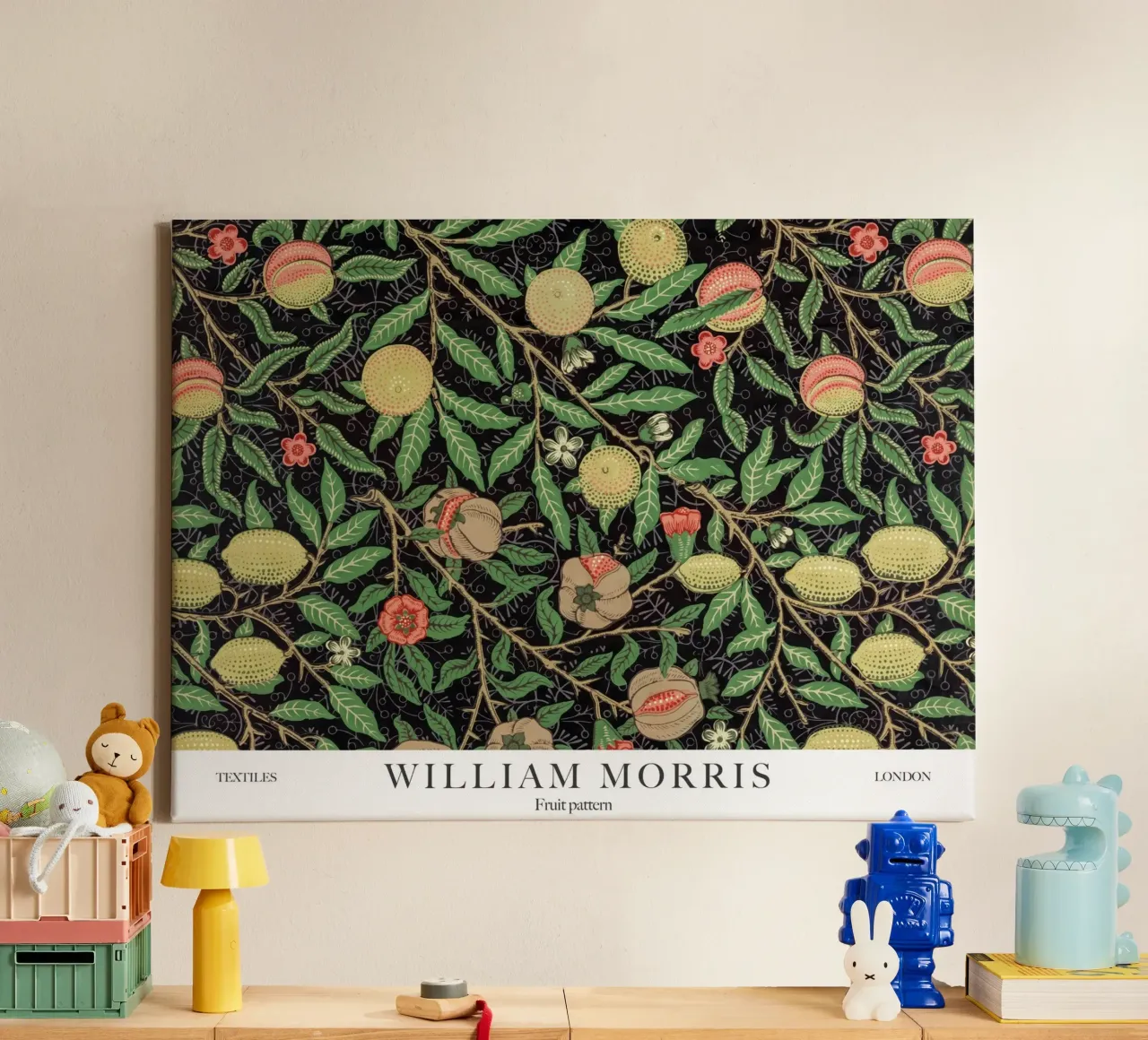 William Morris, Fruit Pattern canvas with Floater frame by Peaches Art Prints