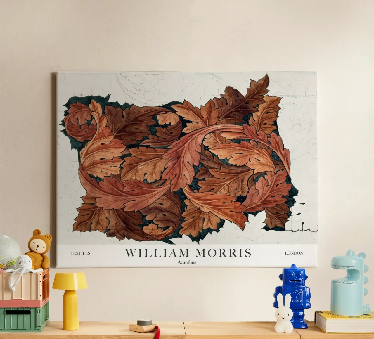 William Morris, Acanthus Autumn Fall canvas with Floater frame by Peaches Art Prints