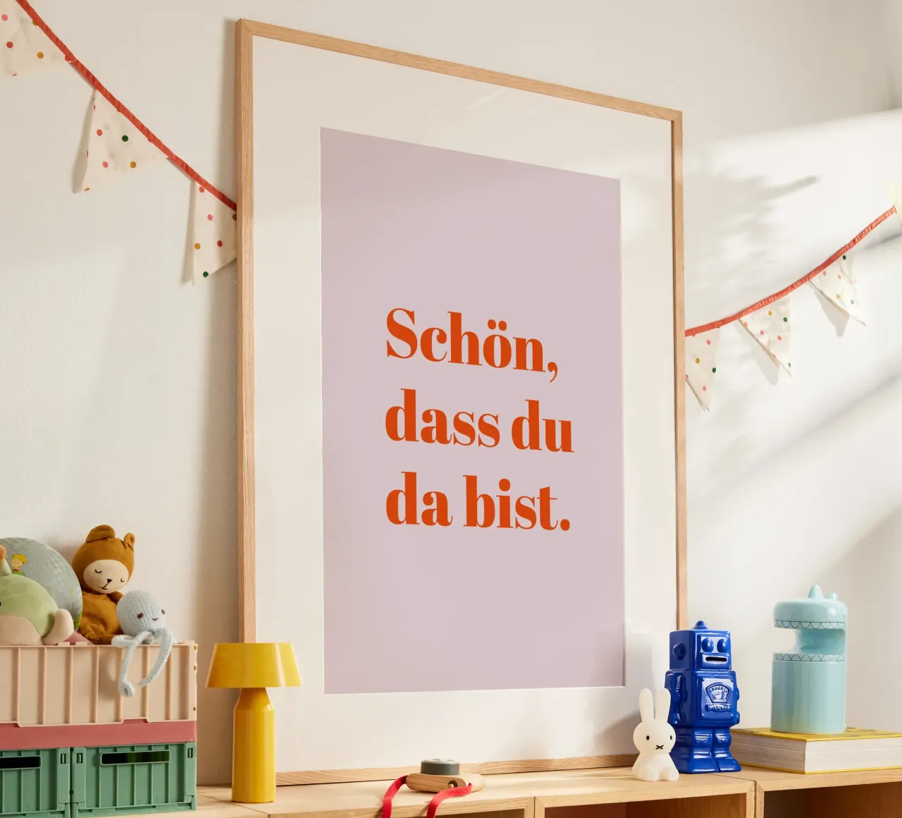 Schön, dass du da bist poster con telaio in plastica da Typo Designs