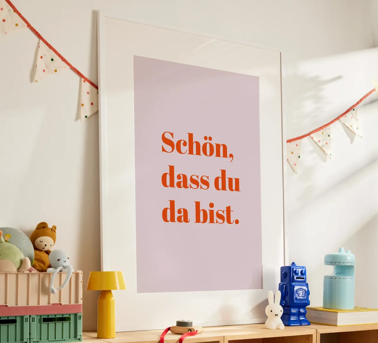 Schön, dass du da bist poster con telaio in plastica da Typo Designs