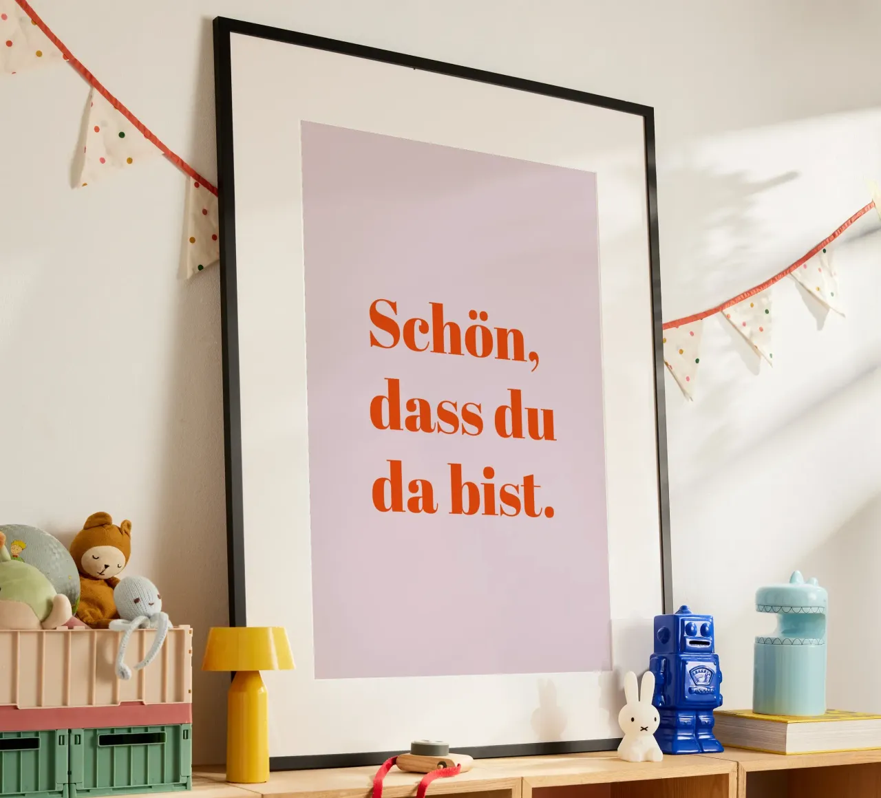 Schön, dass du da bist poster con telaio in plastica da Typo Designs