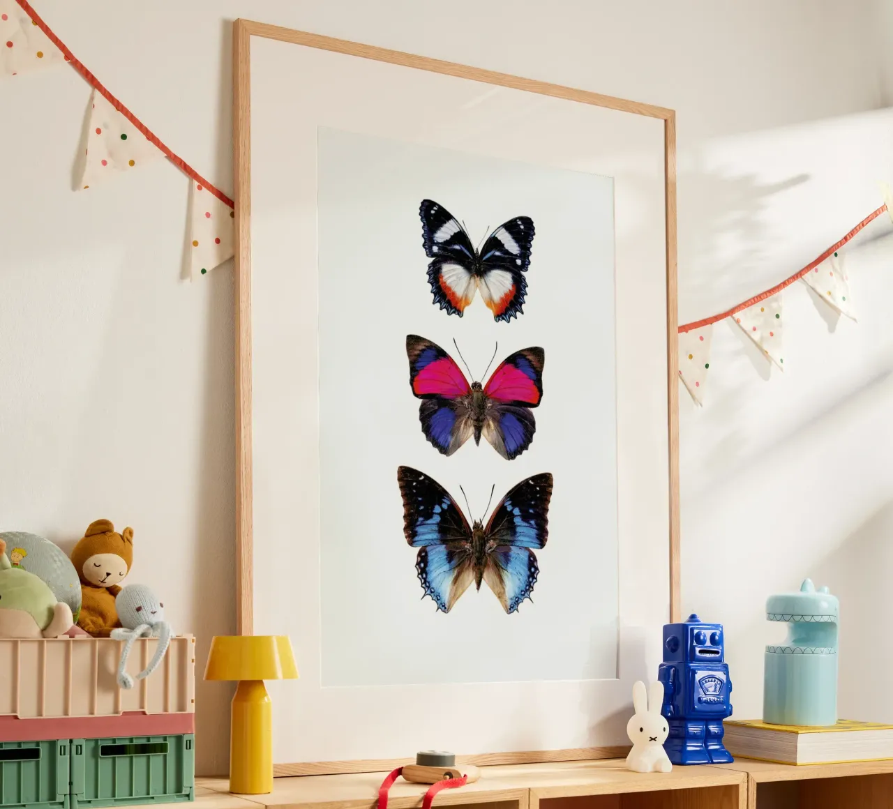 Harmony in Flight: Three Butterflies Poster hahnemühle by Curious Collections by Marielle Leenders